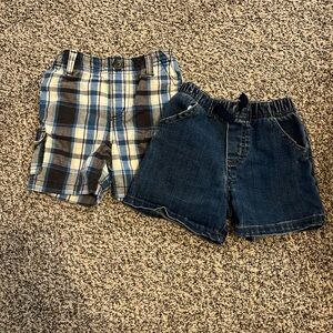 Plaid and Denim Kids Shorts Set
